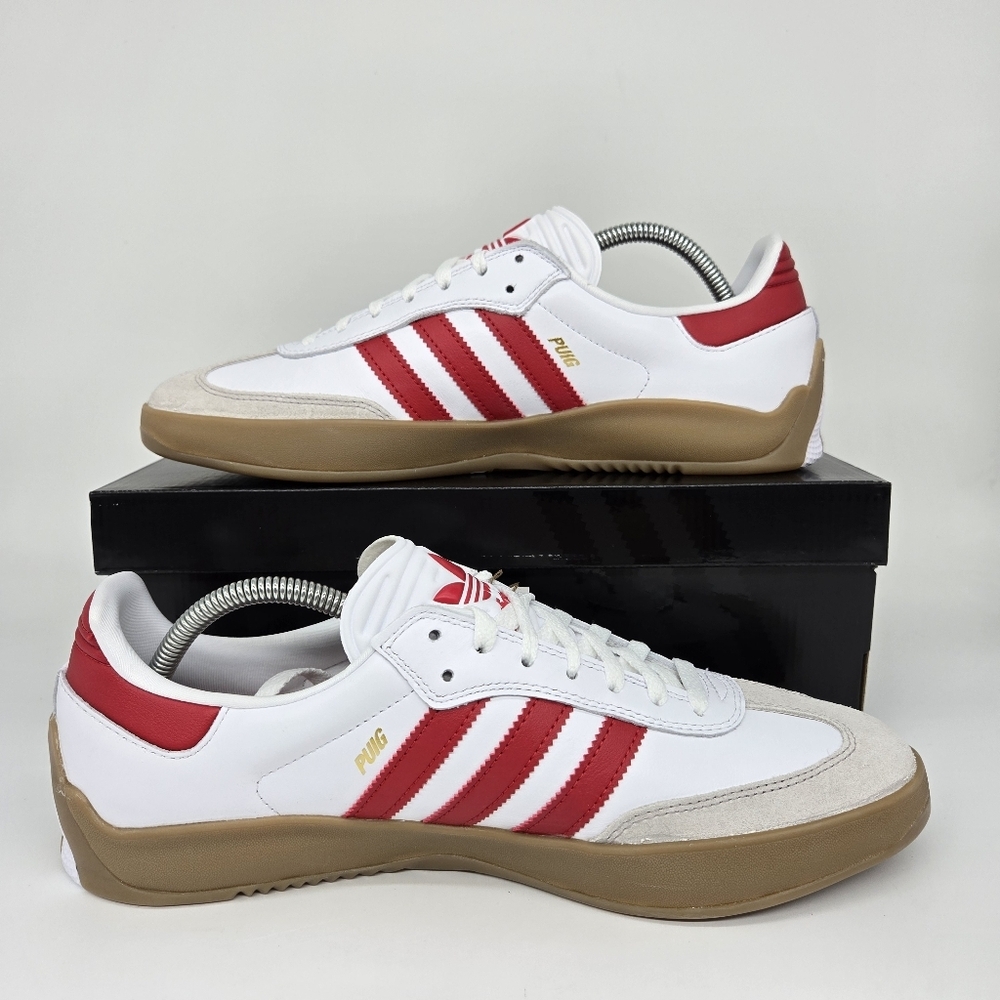 adidas Puig Samba 'White Better Scarlet Gum' Men's Skateboarding Shoes Size 11 - Picture 4 of 8